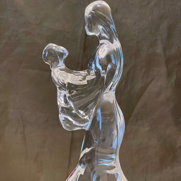 Art Deco Style Italian Crystal Figurine Mother Holding Girl Child 10 Inches Tall - Picture 6 of 12